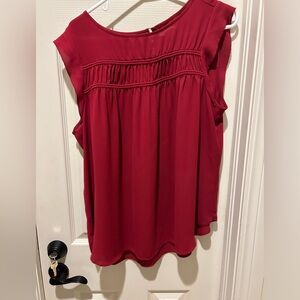 LOFT Mauve Cap Sleeve Smocked  Blouse XL